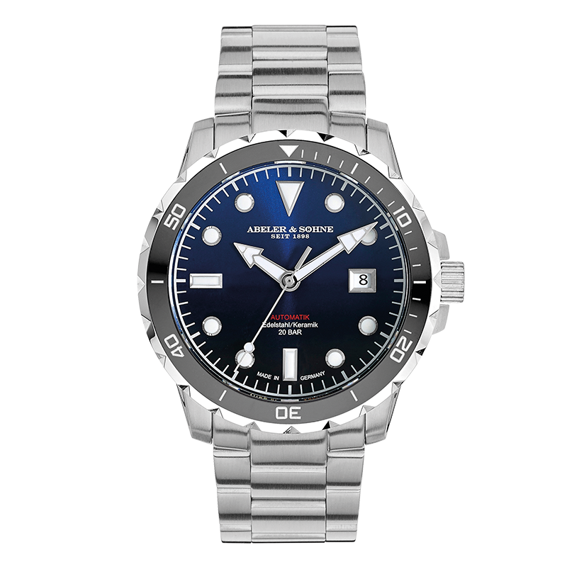 Sportliche Edelstahl Herrenuhr mit blauem Verlauf