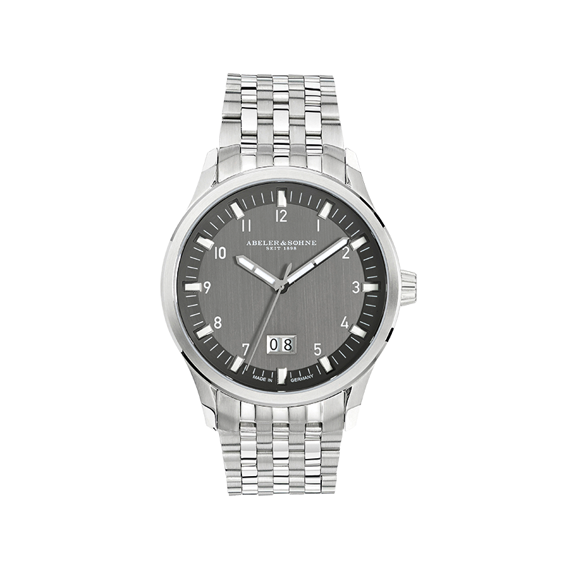 Edelstahl Herrenuhr mit grauem Zifferblatt