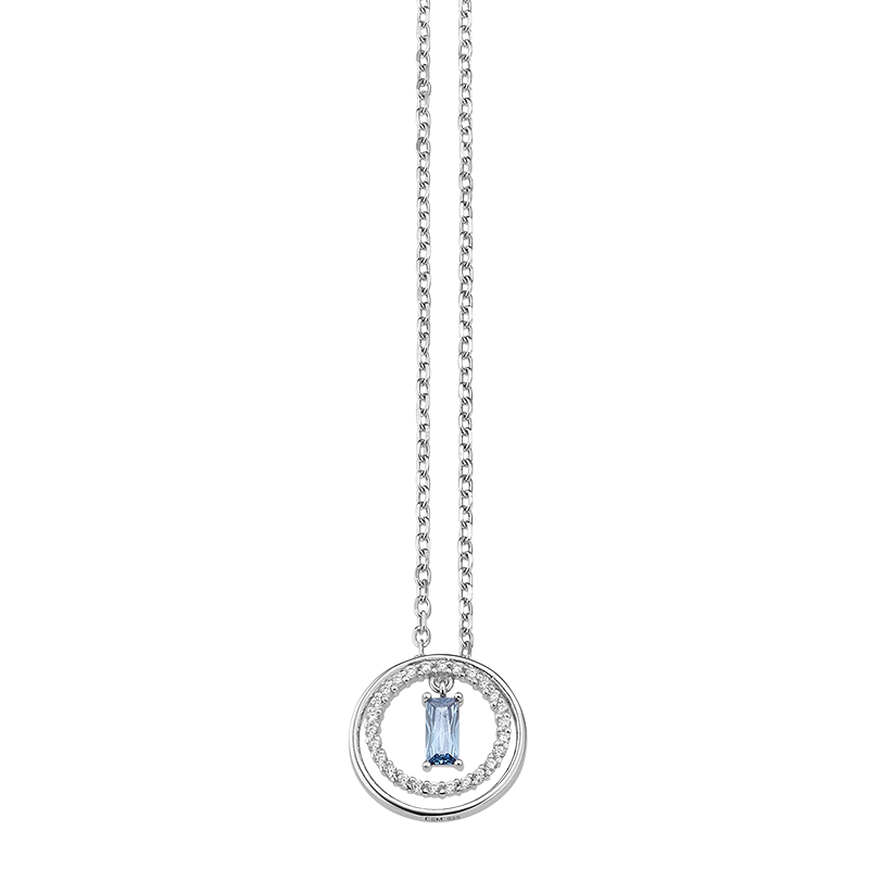 Damencollier 925/- Silber Zirkonia blau u. weiß 42 + 3 cm