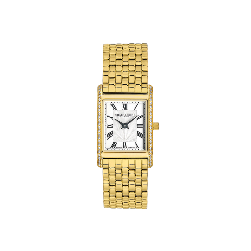 Goldfarbene Damenuhr mit Diamanten