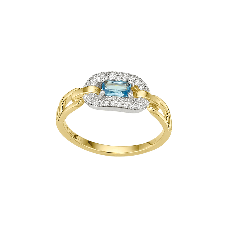 925er Silber Damenring mit hellblauem Spinell