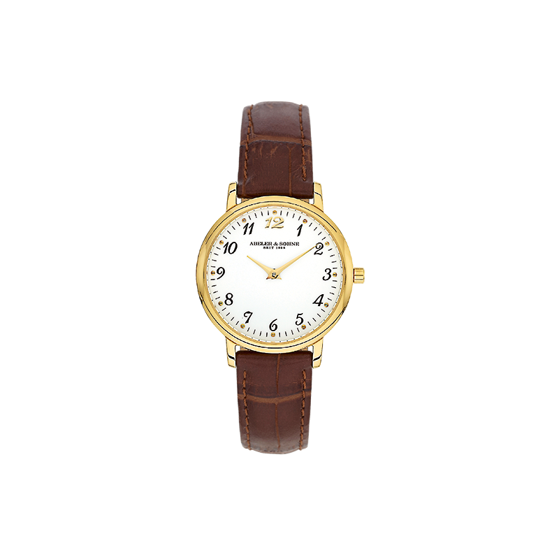 Klassische Damen-Armbanduhr in Gold Lederarmband
