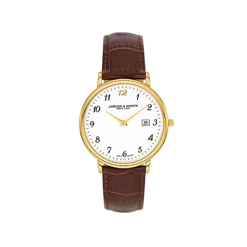 Klassische Herren-Armbanduhr in Gold Lederarmband