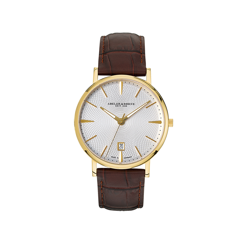 Klassische Herrenuhr mit Guilloché Zifferblatt